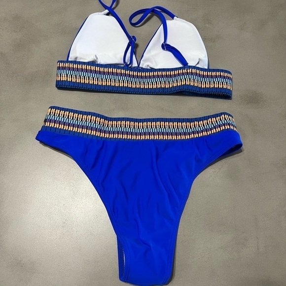 SHEIN NWT Boho Contrast Trim Triangle Bikini - Picture 3 of 7